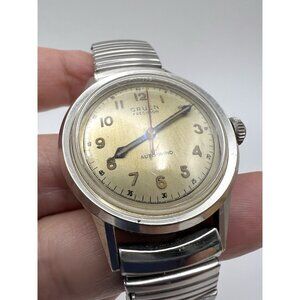 Vtg GRUEN Precision Men's Auto-Wind Watch 406SS 17 Jewels Works!